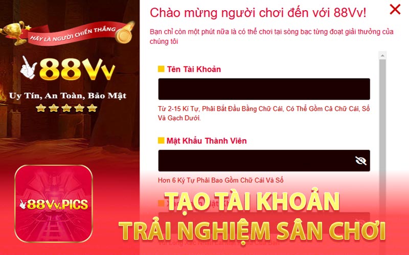 Tạo tài khoản trải nghiệm sân chơi